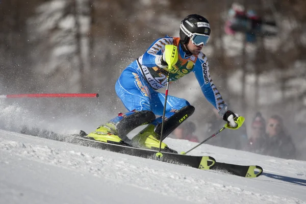 FRA: alpin skidåkning val d'isere Herrarnas slalom. markus larsson. — Stockfoto