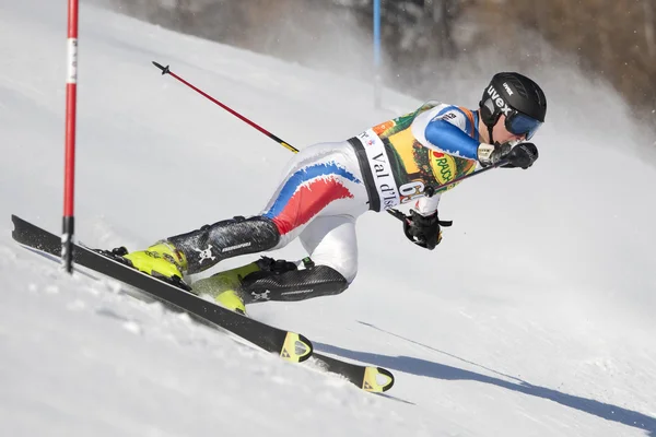FRA: alpin skidåkning val d'isere Herrarnas slalom. khoroshilov alexander. — Stockfoto