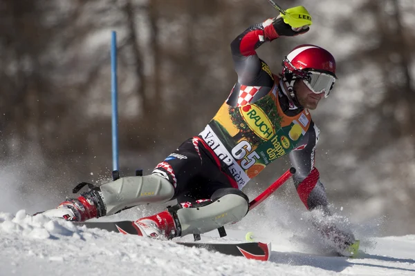 FRA: alpin skidåkning val d'isere Herrarnas slalom. natko Zrncic-dim. — Stockfoto