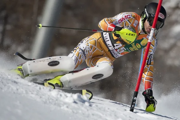 FRA: alpin skidåkning val d'isere Herrarnas slalom. Biggs patrick. — Stockfoto