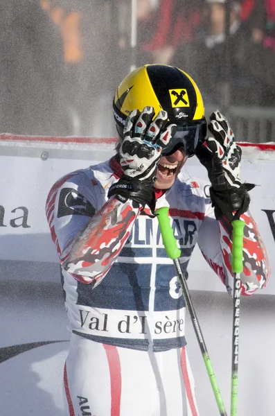 Fra: アルペン スキー val d ' isere の男子 gs。hirscher マルセル. — ストック写真