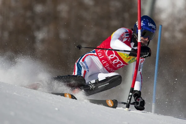 FRA: Esqui alpino Val D 'Isere slalom masculino. GRANDE Jean-Baptiste . — Fotografia de Stock
