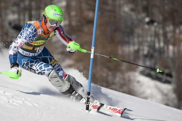 FRA: Alpejskie narciarstwo val d'isere slalom mężczyzn. Ligety ted. — Zdjęcie stockowe