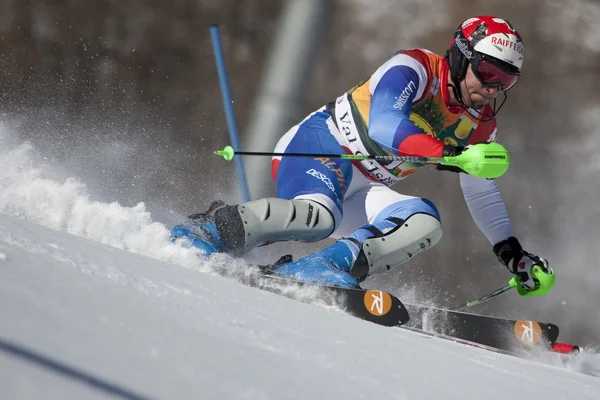FRA: alpin skidåkning val d'isere Herrarnas slalom. silvan Zurbriggen. — Stockfoto