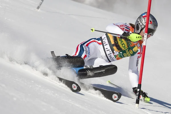 FRA: alpin skidåkning val d'isere Herrarnas slalom. Lizeroux julien. — Stockfoto