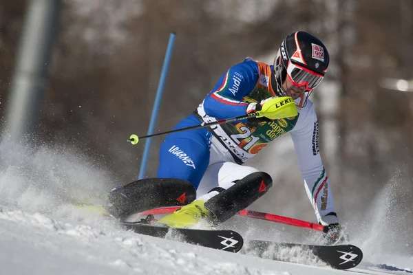 FRA: Alpejskie narciarstwo val d'isere slalom mężczyzn. Deville cristian. — Zdjęcie stockowe