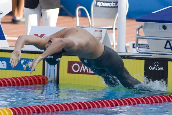 SWM: Campeonato Mundial de Aquáticos - Mens 200m backstroke final. Aaron Piersol . — Fotografia de Stock