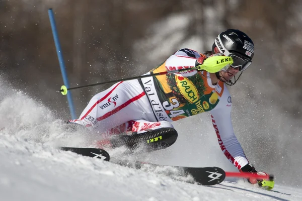 FRA: alpin skidåkning val d'isere Herrarnas slalom. Dreier christoph. — Stockfoto