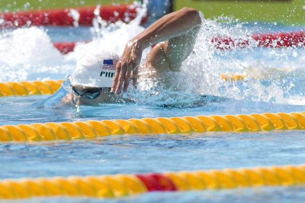 SWM: Чемпіонат світу з водних видів спорту - чоловічі 200 м вільний стиль. Майкл Фелпс. — стокове фото