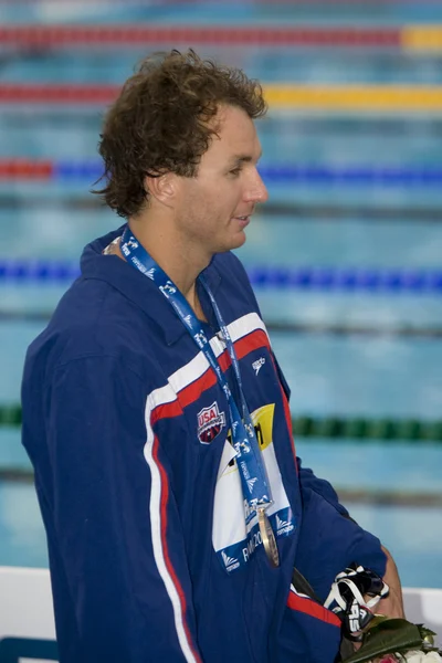 SWM: World Aquatics Championship - Mens 4 x 100m medley final. Aaron Piersol. — Stock Photo, Image