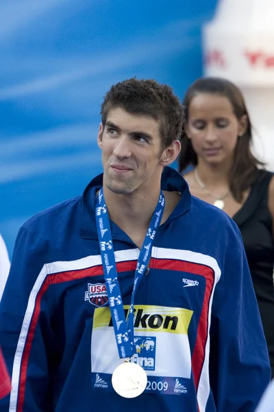 SWM: simsport VM - ceremoni mens 200m fjäril kval. Michael phelps. — Stockfoto