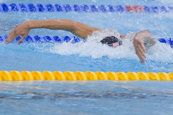 SWM: Чемпіонат світу з водних видів спорту - чоловіча 4 х 100 м medley остаточний. Майкл Фелпс. — стокове фото