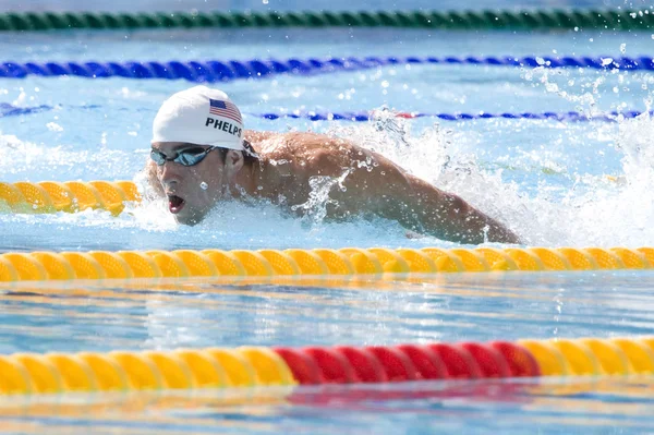 Kay: Dünya Su Sporları Şampiyonası - Erkekler 200m kelebek niteleyici. Michael phelps. — Stok fotoğraf