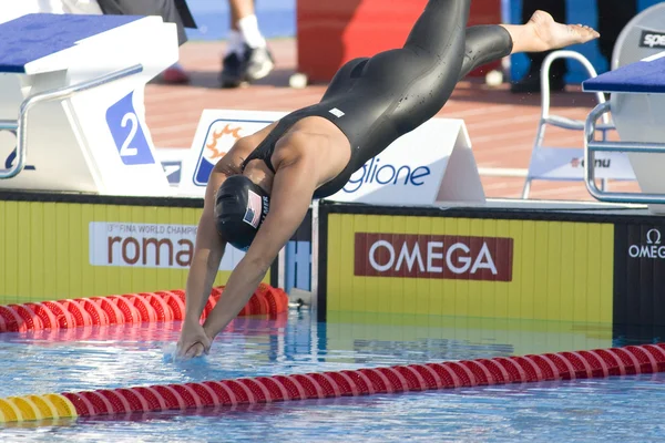 SWM: Campeonato Mundial de Aquáticos - Feminino 100m final borboleta. Sarah Vollmer  . — Fotografia de Stock