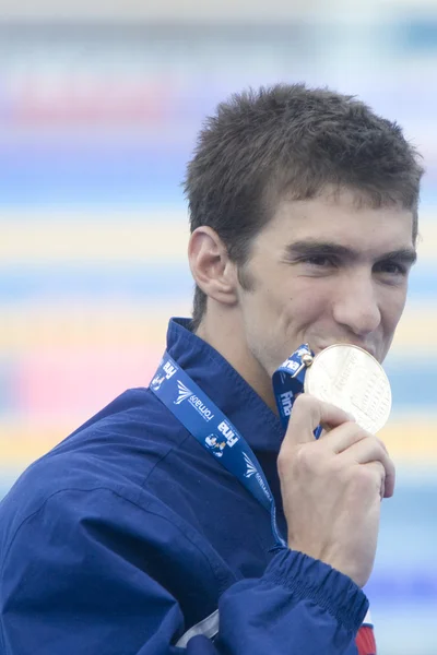 SWM: zwemmen Wereldkampioenschap - mens 100m vlinderslag finale. Michael phelps. — Stockfoto