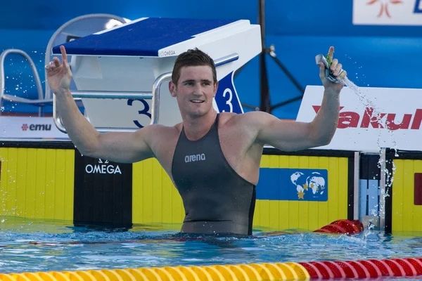 SWM: Campeonato Mundial de Aquáticos - Mens 50m breaststroke semifinal. Cameron Van Der Burgh . — Fotografia de Stock