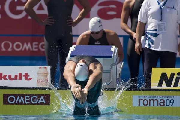 SWM: World Aquatics Championship - mens 4 x 100m medley. Matthew Grevers. — Stock Photo, Image