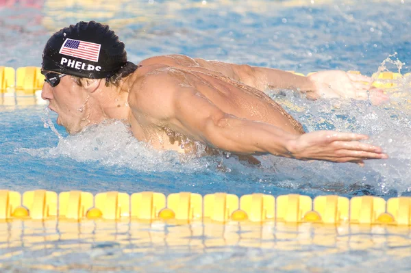 Kay: Dünya Su Sporları Şampiyonası - Erkekler 200m kelebek final. Michael phelps. — Stok fotoğraf