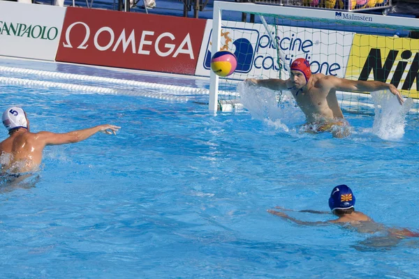 WPO: usa v Macedonië, 13e Wereldkampioenschappen zwemmen rome 09. Dalibor percinic Macedonië — Stockfoto