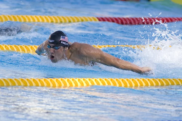 Swm: 世界水泳選手権 - メンズ 200 m バタフライ決勝。マイケル ・ フェルプス — ストック写真