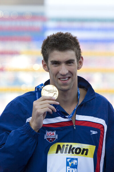 SWM: World Aquatics Championship - Ceremony mens 200m butterfly final. Michael Phelps.