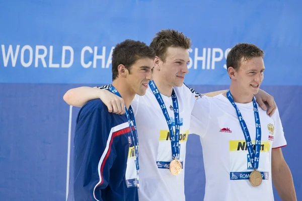 Swm: Mistrzostwa Świata w Pływaniu - męskie 200m stylem dowolnym końcowego. Michael phelps. — Zdjęcie stockowe