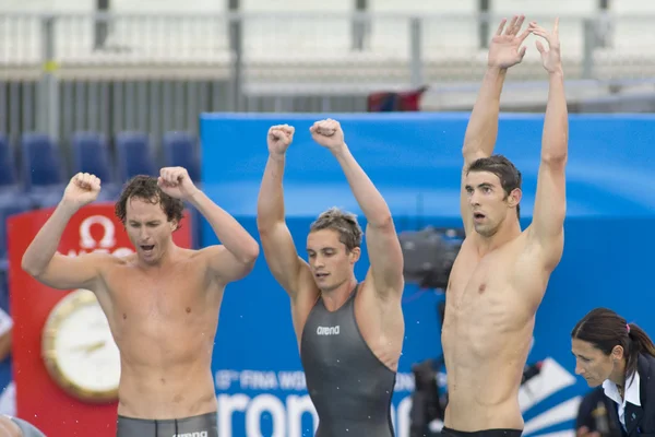 SWM: zwemmen Wereldkampioenschap - mens 4 x 100 m wisselslag-finale — Stockfoto