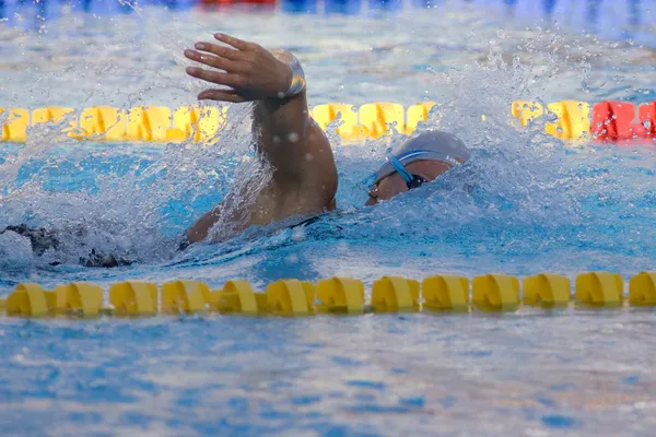 Swm: 世界水泳選手権 - 女子 200 m 自由形決勝。ファイエラ ペジェグリーニ監督 . — ストック写真