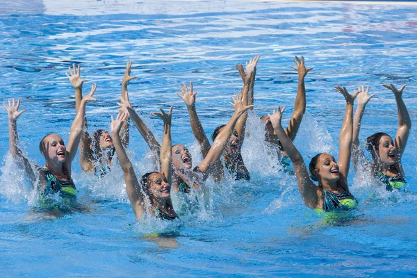 SWM: Womens World Championship team sychronised simning — Stockfoto