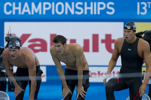 SWM: Campeonato Mundial de Aquáticos - Mens 4 x 100m freestyle final — Fotografia de Stock