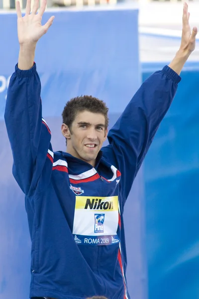 SWM: Campeonato Mundial de Acuática - Ceremonia mens 200m mariposa. Michael Phelps — Foto de Stock