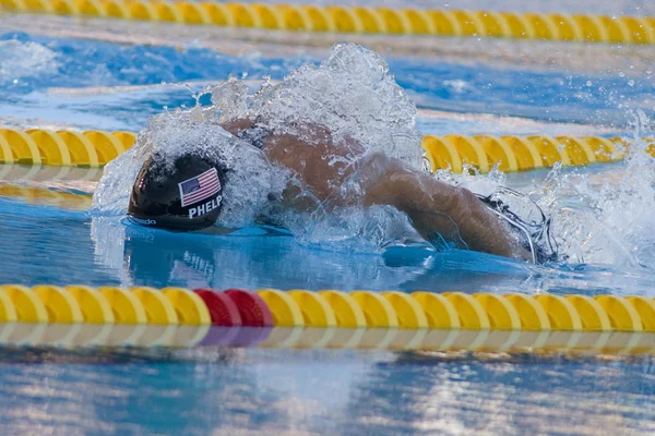 Swm: 世界水泳選手権 - メンズ 100 m バタフライ決勝。マイケル ・ フェルプス — ストック写真