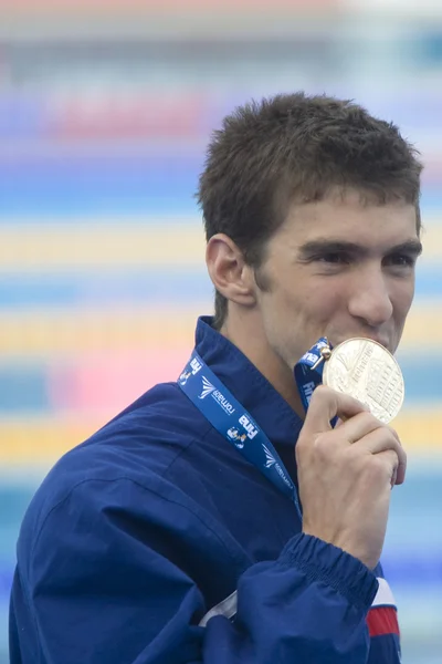 SWM: Campeonato Mundial de Aquáticos - Mens 100m final borboleta. Michael Phelps — Fotografia de Stock