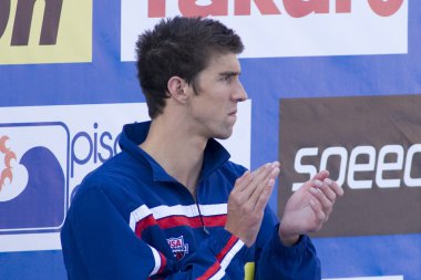Kay: Dünya Su Sporları Şampiyonası - Erkekler 200m kelebek töreni. Michael phelps