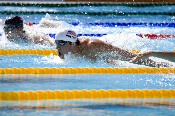 Swm: Mistrzostwa Świata w Pływaniu - męskie 200m motyl kwalifikator. Michael phelps — Zdjęcie stockowe