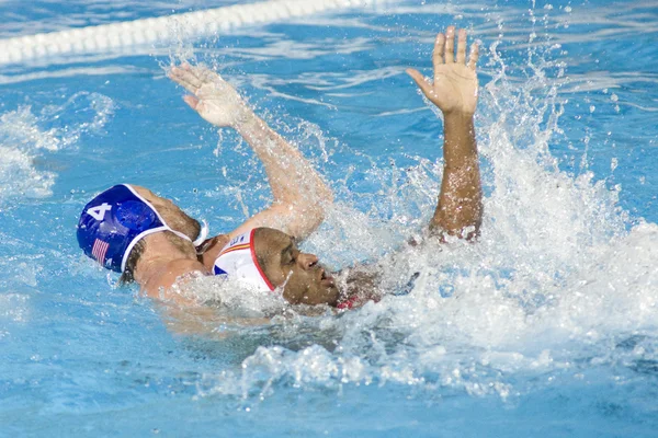 WPO. Championnat du monde de natation - demi-finale - États-Unis vs Espagne. Jeffrey Powers, Ivan Perez — Photo