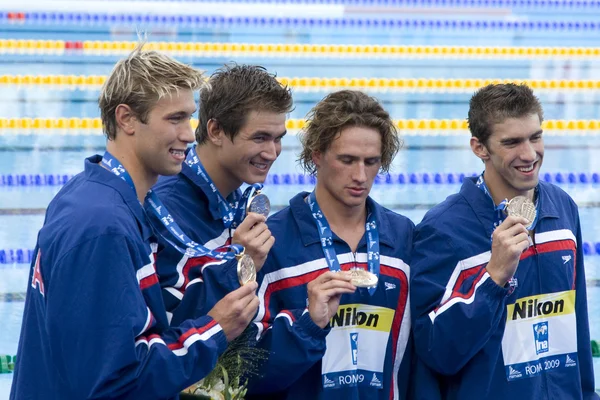 SWM. Campeonato Mundial de Aquáticos - Mens 4 x 100m freestyle final . — Fotografia de Stock