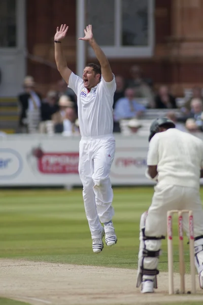 Críquete. Inglaterra vs Bangladesh primeiro teste dia 3. Tim Bresnan. — Fotografia de Stock