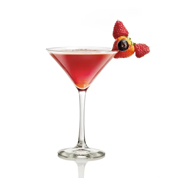 Cocktail with strawberry and raspberries — Stock Photo, Image