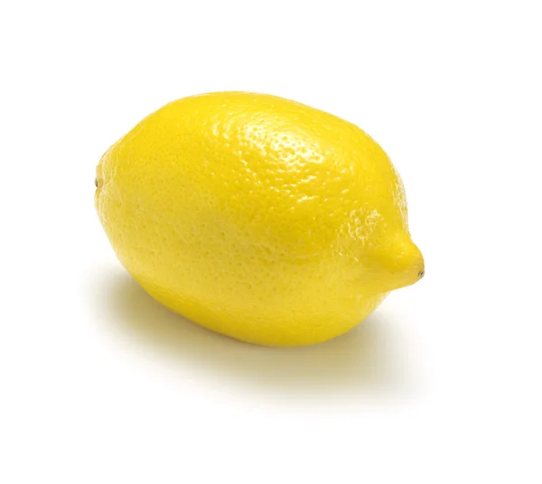 Limão único isolado em branco com sombra . — Fotografia de Stock