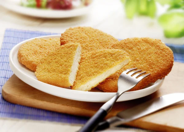 Wiener schnitzel served on a white plate — Stock Photo, Image