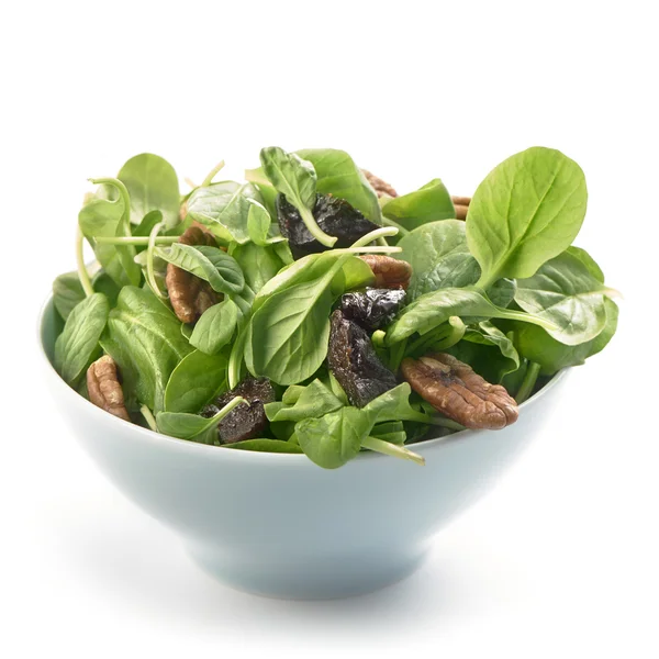 taze tatsoi salatası pekan fındık ve kuru erik