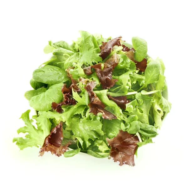 Свіжий змішаний салат у мисці вид зверху — стокове фото