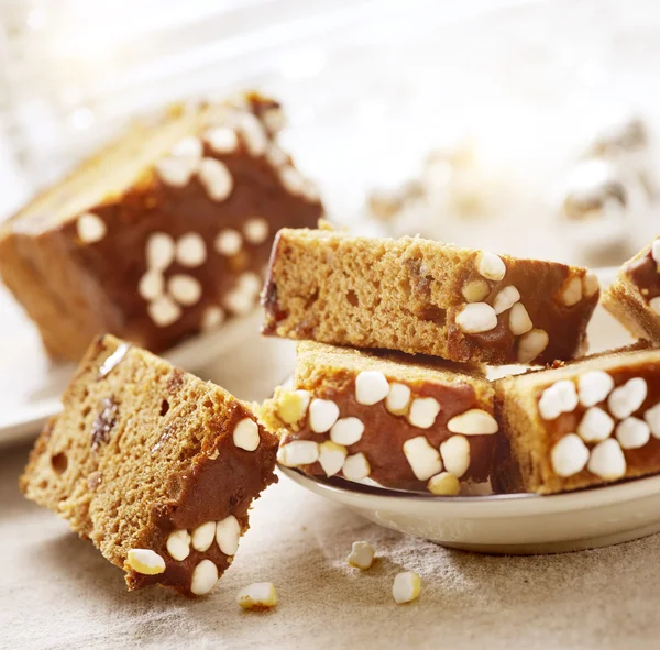 Sliced christmas raisin cake — Stock Photo, Image