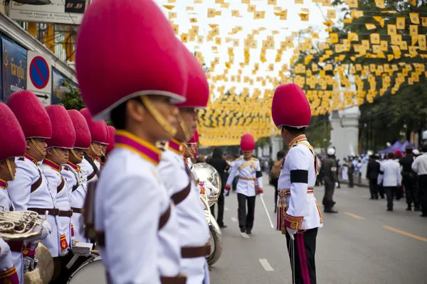 Bangkok, Thajsko - 25 října 2013: thajské strážce kapely březen — Stock fotografie