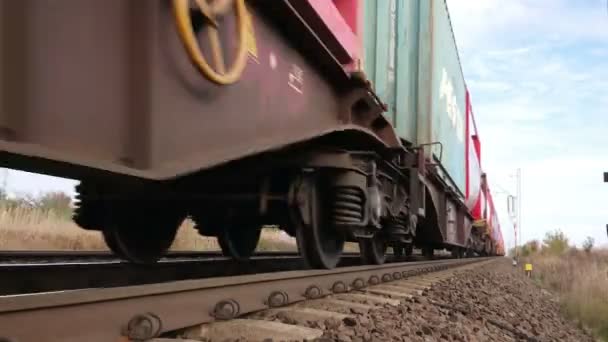 Poznan Polen Oktober 2021 Goederentrein Goederenvervoer Spoorweg Loopbaar Naadloos Eindeloos — Stockvideo