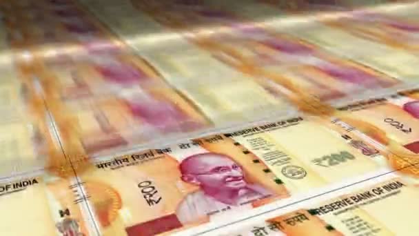 Індією Друкують Гроші Папері Банкноти Inr Безшовна Невтомна Концепція Фінансів — стокове відео