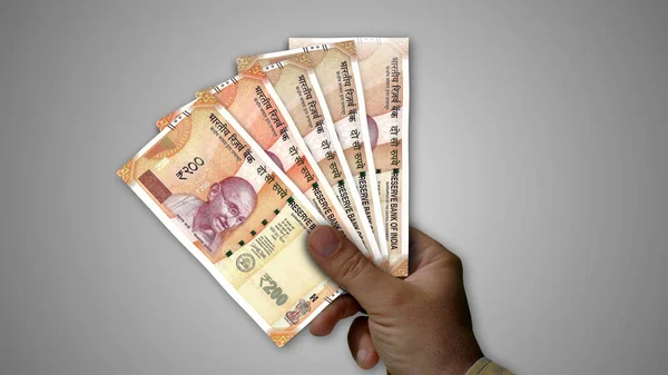 Indien Rupee Hög Med Pengar Handen Illustration Bakgrundskoncept För Inr — Stockfoto