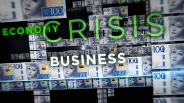 İsveç Kronu büyüyen para yığını konsept çizimi
