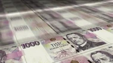 Çekoslovakya para kâğıdı baskısı. NZD banknotları döngü baskısı. Kusursuz ve döngülü finans kavramı, ekonomi krizi, enflasyon ve iş dünyası.